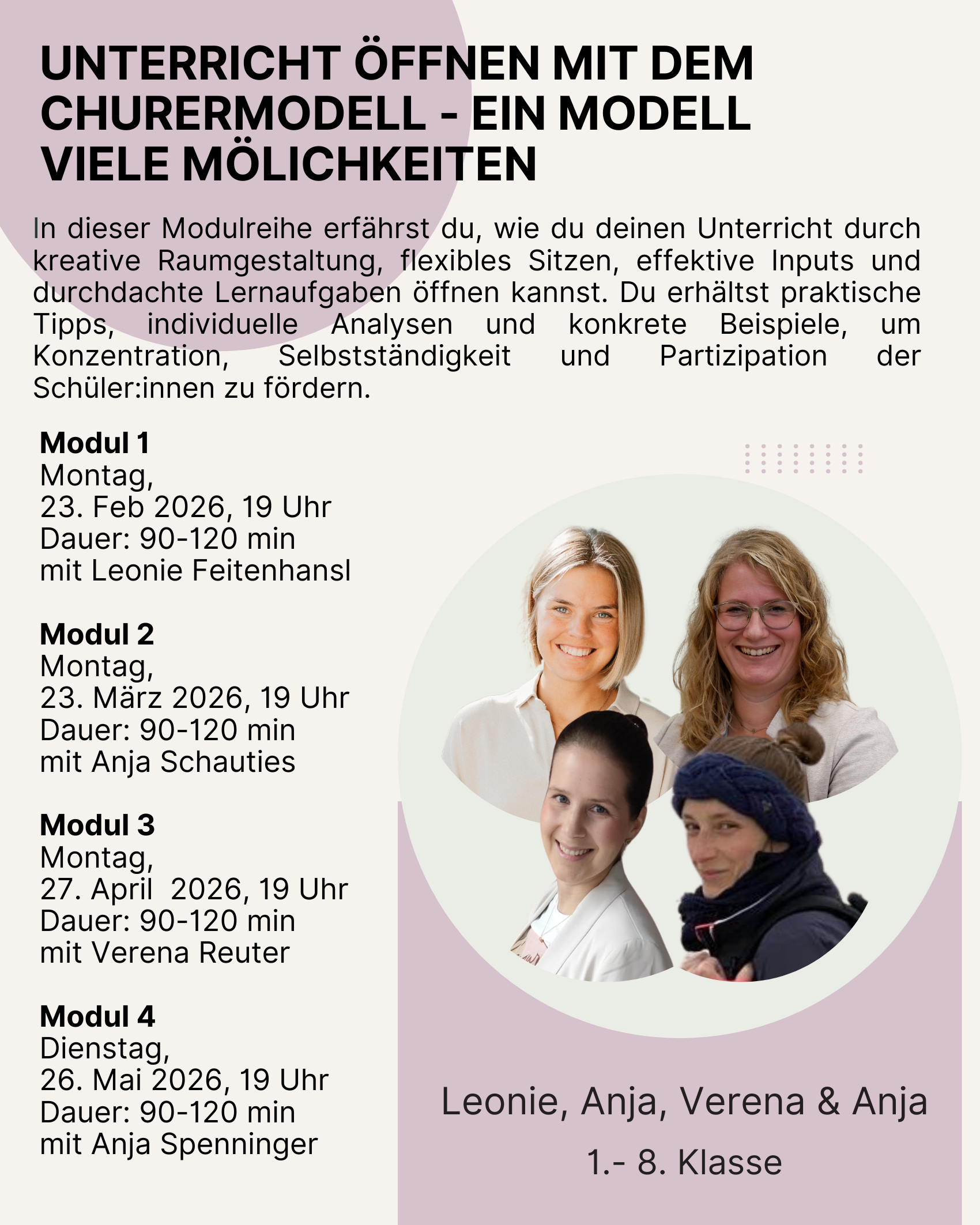 Feb 26 / Intensiv Insights: Unterricht öffnen mit dem Churermodell | Leonie & Team (4 Webinare)