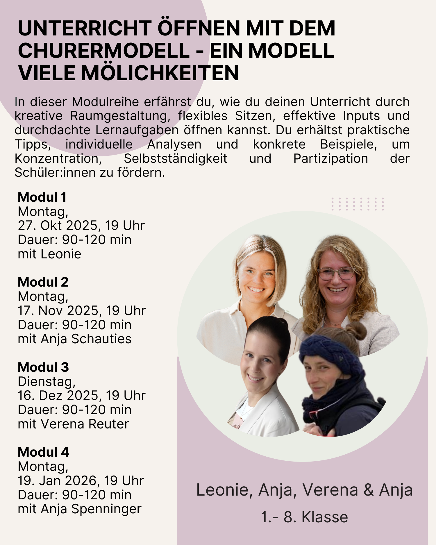 Intensiv Insights: Unterricht öffnen mit dem Churermodell | Leonie & Team (4 Webinare)