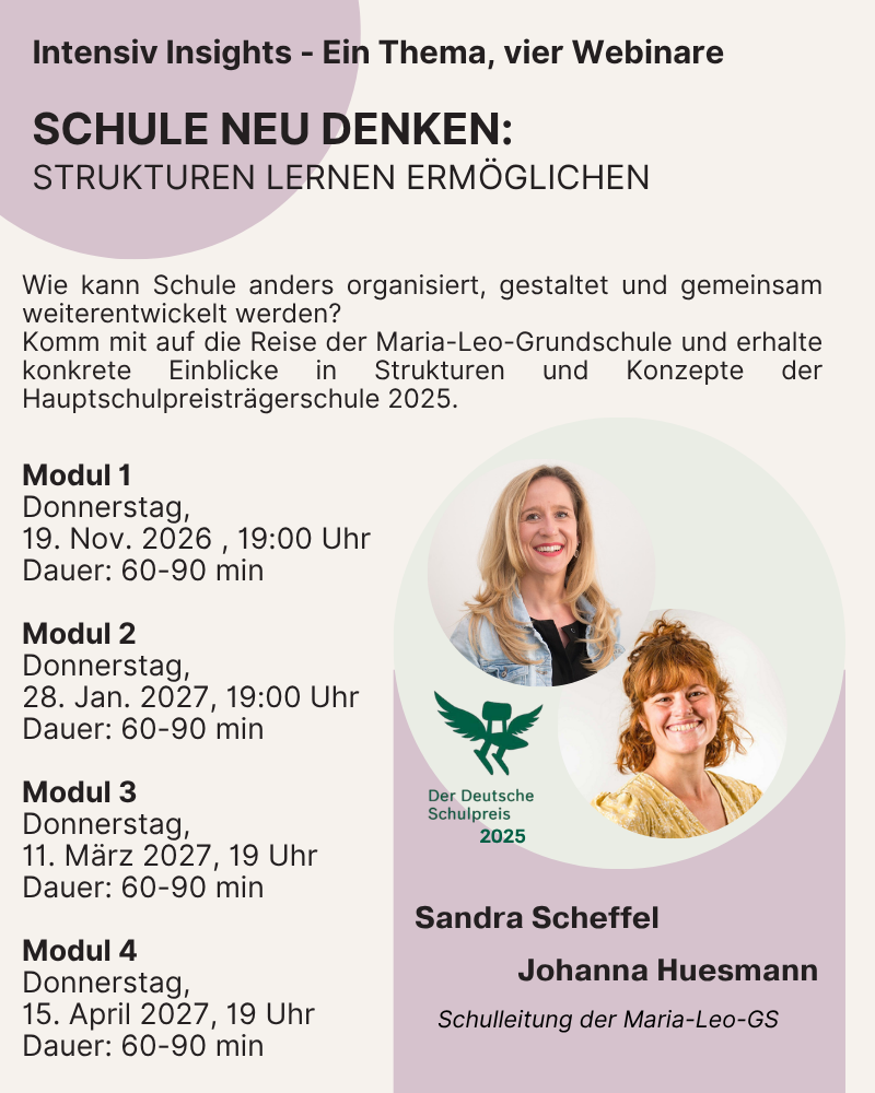 Intensiv Insights: Maria-Leo-GS | Sandra Scheffel, Johanna Huesmann (4 Webinare)