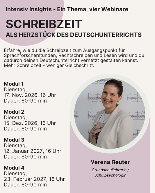 Intensiv Insights: Schreibzeit als Herzstück des Deutschunterrichts | Verena Reuter (4 Webinare)
