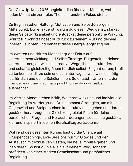 Glow Up Kurs - 4 Monate Begleitung