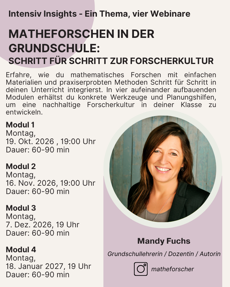 Intensiv Insights: Matheforschen in der Grundschule | Mandy Fuchs (4 Webinare)
