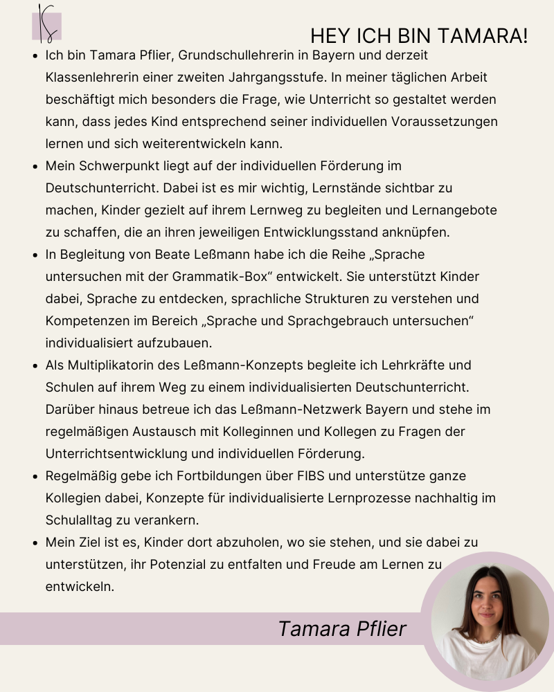 Individualiserter Deutschunterricht | Tamara Pflier